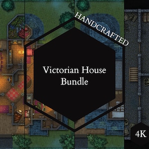 Pacchetto mappe di battaglia della casa vittoriana, 4 mappe di battaglia, DnD, Dungeons and Dragons, Roll20, Foundry VTT, Fantasy Grounds, mappa digitale, Pathfinder