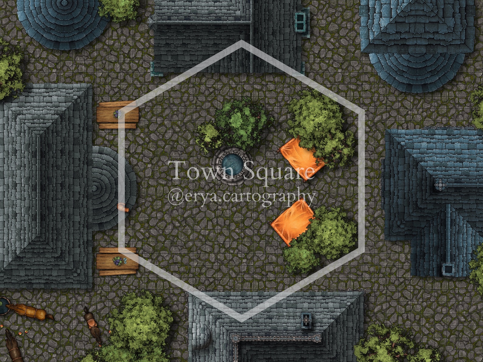 Town Square Battle Map 4K 2K, Dnd Map, Dungeons and Dragons, Roll20 ...