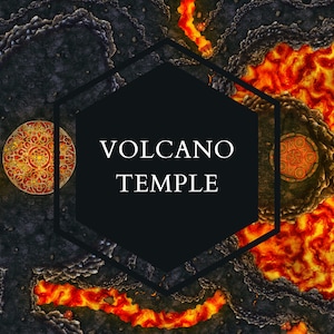 Volcano Temple Battle Map 4K 2K, DnD Kaart, Dungeons and Dragons, Roll20, VTT, Fantasy Grounds, Owlbear Rodeo, D &D Digital Map, Pathfinder