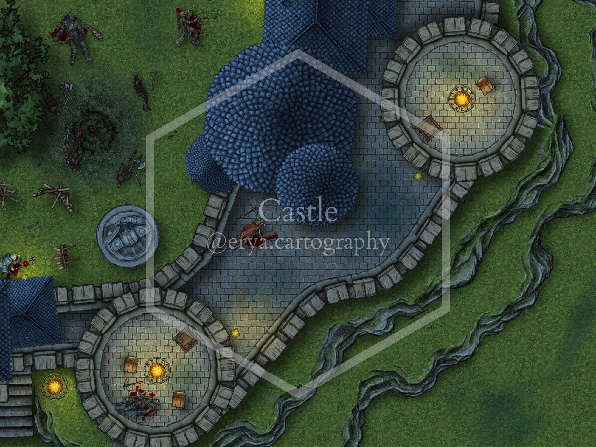 Castle Battle Map 4K 2K, Dnd Map, Dungeons and Dragons, Roll20, Foundry ...