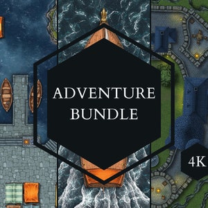 Adventure Map Bundle 4K, 3 Battle Maps, DnD Map, Dungeons and Dragons, Roll20, Foundry VTT, Fantasy Grounds, D &D Digital Map, Pathfinder