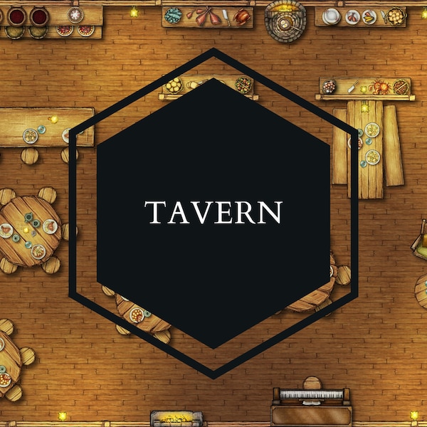Tavern Battle Map 4K 2K, DnD Map, Dungeons and Dragons, Roll20, Foundry VTT, Fantasy Grounds, Owlbear Rodeo, D&D Digital Map, Pathfinder