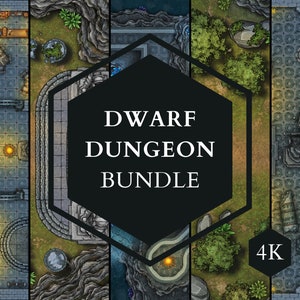 Dwarf Dungeon Bundle 4K, 4 Battle Maps, DnD Map, Dungeons and Dragons, Roll20, Foundry VTT, Fantasy Grounds, D&D Digitale Kaart, Pathfinder