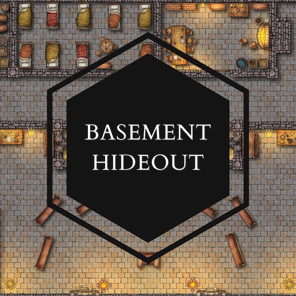 Basement Hideout Battle Map 4K 2K, DnD Map, Dungeons and Dragons, Roll20, Foundry VTT, Fantasy Grounds, Owlbear Rodeo, D&D Digital Map