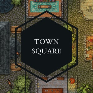 Town Square Battle Map 4K 2K, DnD Map, Dungeons and Dragons, Roll20, VTT, Fantasy Grounds, Owlbear Rodeo, D&D Digital Map, Pathfinder