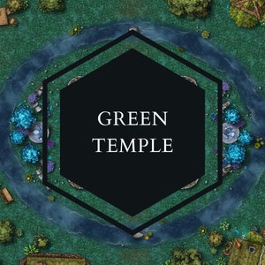 Green Temple Battle Map 4K 2K, DnD Kaart, Dungeons and Dragons, Roll20, VTT, Fantasy Grounds, Owlbear Rodeo, D &D Digital Map, Pathfinder