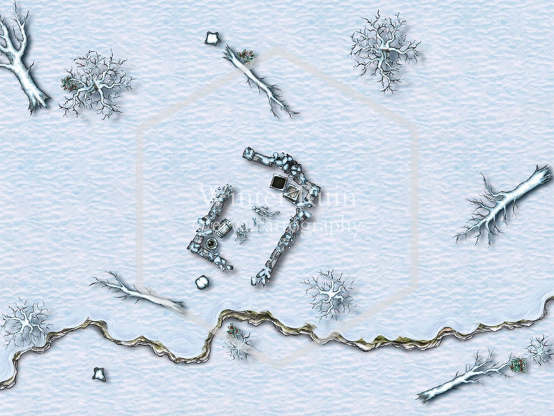 Winter Ruin Battle Map 4K 2K, Dnd Map, Dungeons and Dragons, Roll20, Foundry VTT, Fantasy