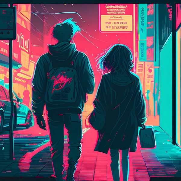 Neon Japanese Modern Art Etsy