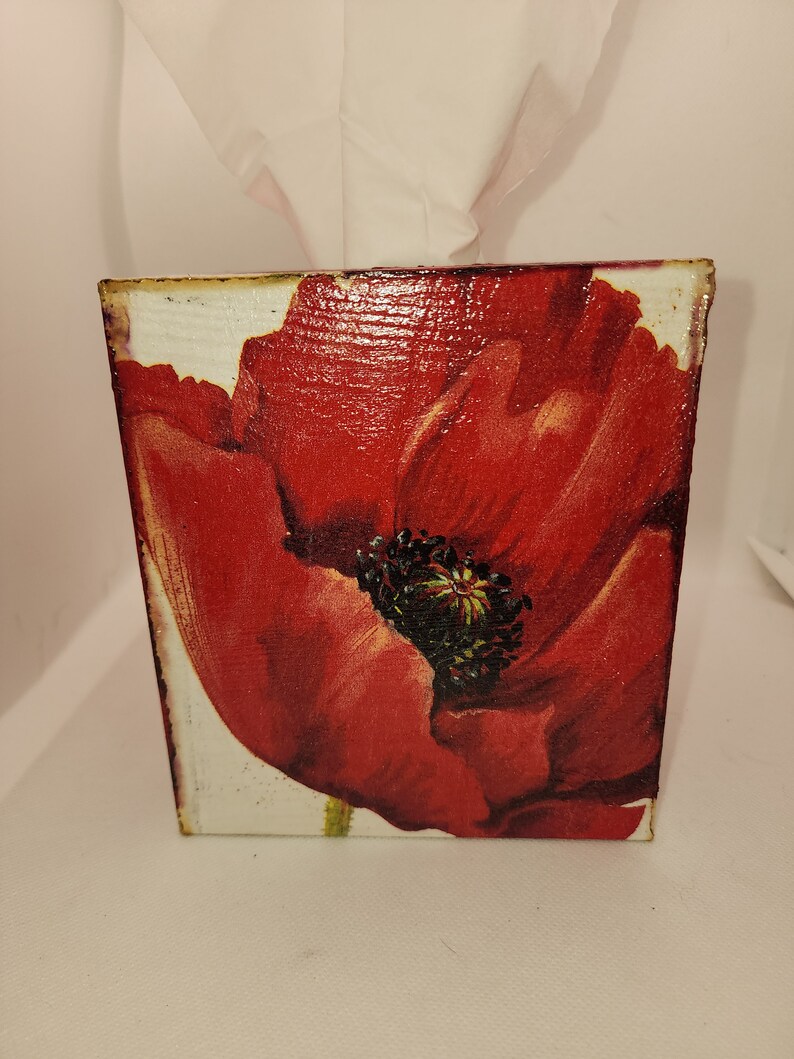 Handmade Decoupage Wooden Tissue Box Cover so Red Etsy