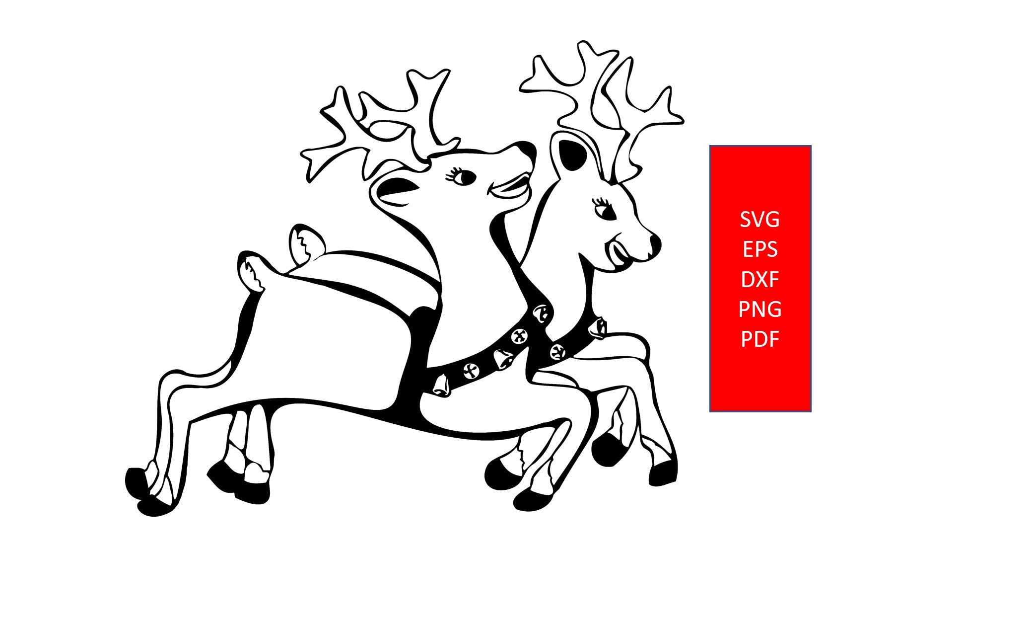 Detailed Reindeer Image - SVG, Eps, Dxf, PNG, PDF for Cricut or ...