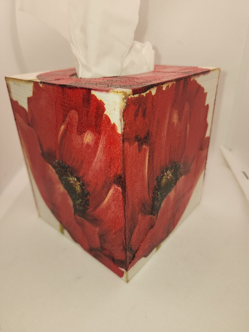Handmade Decoupage Wooden Tissue Box Cover so Red Etsy