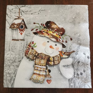 1640) TWO Individual Paper Luncheon Decoupage Napkins – WINTER SCENE  COTTAGE – Tacos Y Mas
