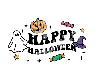 Happy Halloween SVG, Cute Halloween clip art, Halloween greeting card SVG, Ghost SVG, Pumpkin svg, Halloween clip art, instant download