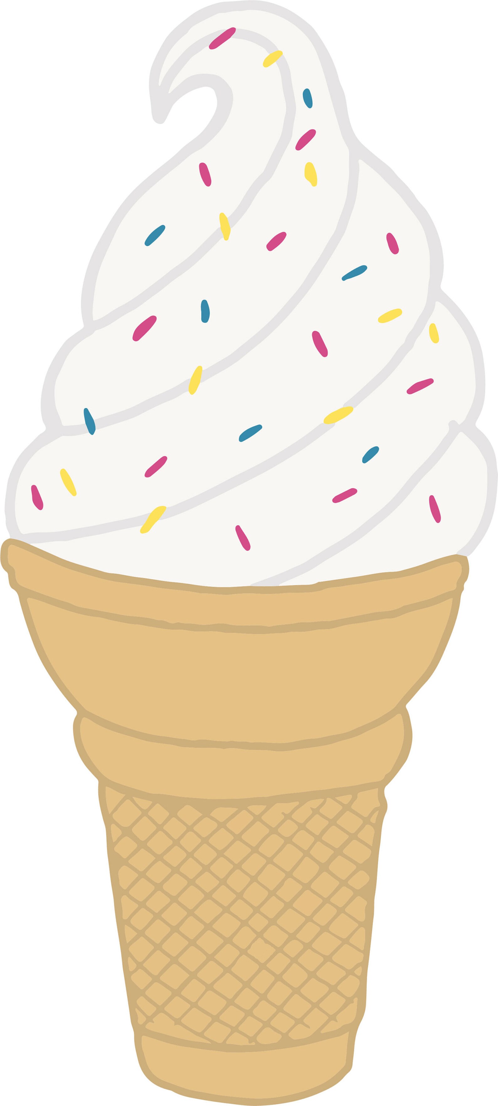 Vanilla Ice Cream Cone With Sprinkles SVGPNGEPS, Waffle Cone, Soft
