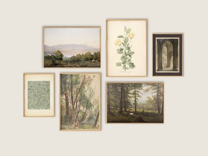 Vintage Gallery Wall Art Set Gallery Wall Print SET Muted Etsy