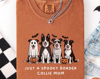 Halloween Border Collie Mom Shirt, Comfort Colors Spooky Dog Lover Tee, Cute Ghost Border Collie Shirt, Dog Mom Gift, Collie Lover Outfit
