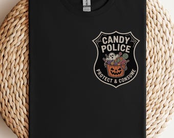 Candy Police Shirt, Funny Halloween Dad Shirt, Protect and Consume Tee, Trick or Treat Dad Joke Shirt, Spooky Candy Patrol Tshirt