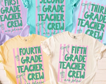 Personalized Teacher Team Shirts, Comfort Colors Back to School Shirt, Custom Matching Grade Level Crew Tees, Teacher Gift