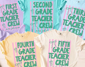 Personalized Teacher Team Shirts, Comfort Colors Back to School Shirt, Custom Matching Grade Level Crew Tees, Teacher Gift