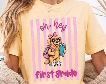 1st Grade Golden Retriever Teacher Shirt, Back to School Shirt, Funny First Grade Teacher Tee, Comfort Colors, First Day of School Tshirt