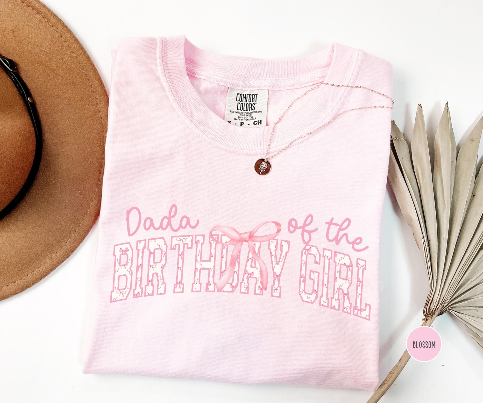 トップス Dada ribbon tops pink beige Pink Bow Dada of the Birthday Girl Shirt, Comfort Colors