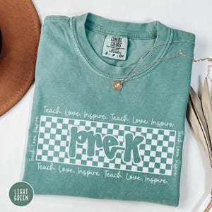 Pre K Teacher Shirt, Comfort Colors, Preschool Teacher Gift, New Teacher Gift, Checkered Pre-K Tshirt, First Day of School, Back to School