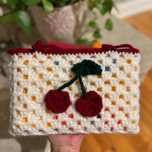 Crochet Cherry Book Sleeve | Book Pouch | Crochet Book Sleeve | Handmade Book Accessory | Crochet Book Cover | Gift Idea for Book Lovers