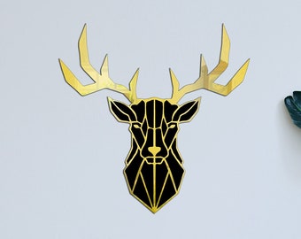 Geometric Deer Head Acrylic Mirror, Wall Art Decor