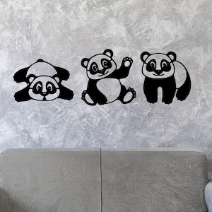 Baby Pandas Acrylic Wall Art, Cute Pandas Acrylic Mirror Decor, Baby Room Decor, Housewarming Gift, Cute Animal Signs, Baby Shower Gift