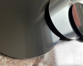 Hela genomskinliga, svarta akrylcirkelskivor i plast, 1/8" tjocka rundor