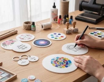 White Acrylic Circle Blanks, 3mm DIY Craft Discs, Coaster Base