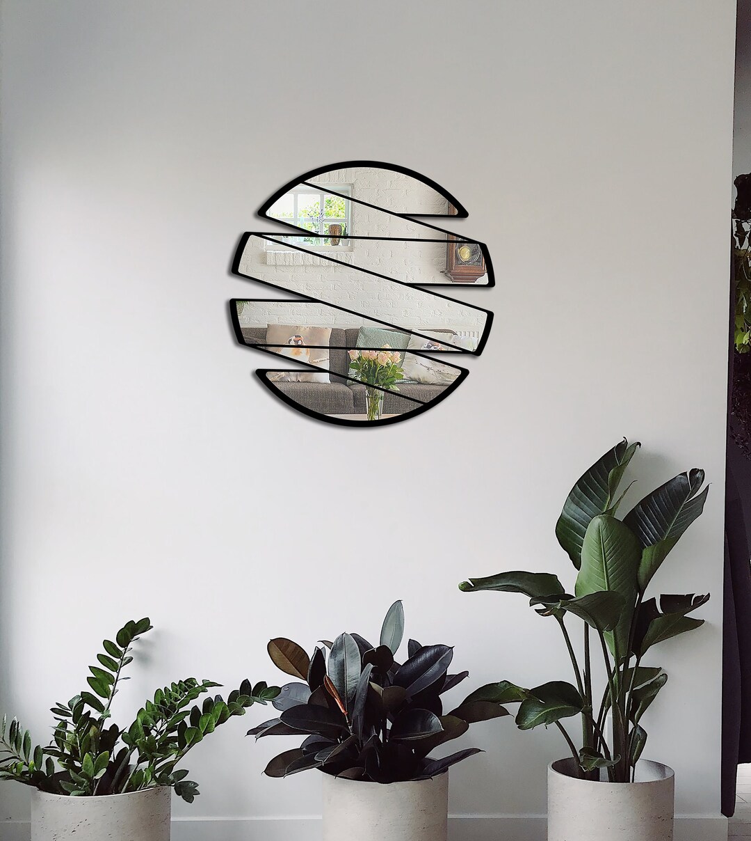 Modern Round Acrylic Glass Mirror, Round Split Mirror, Small Vanity