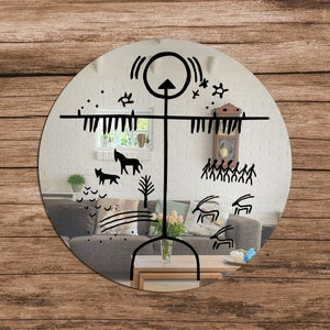 Shaman Drum Acrylic Mirror Wall Decoration, Nordic Symbols, Shaman Drum Mirror, Kam Drum Home Decor