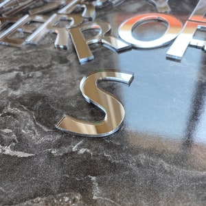 Letras de vidro de espelho acrílico personalizadas, placas numéricas de espelho dourado, palavras personalizadas de espelho prateado, item para festa de aniversário, berçário
