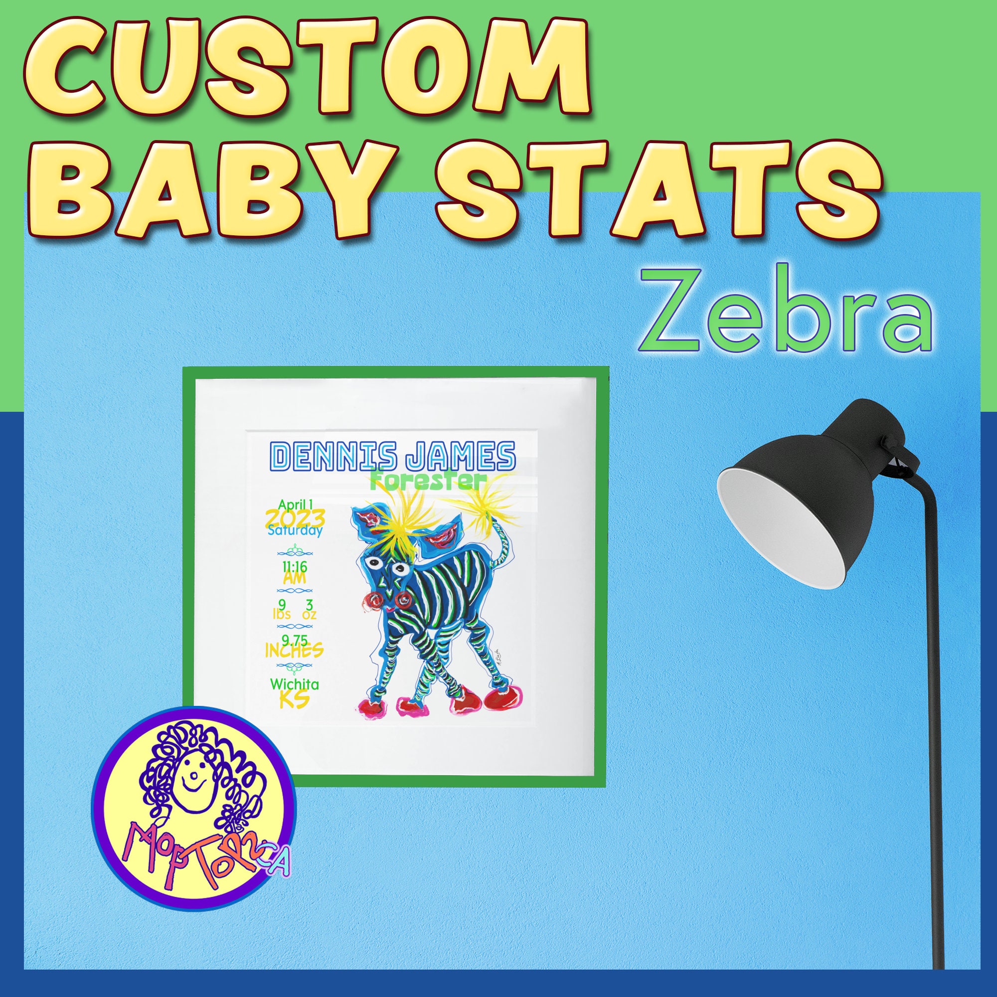 Custom Baby Birth Stats Zebra Poster Nursery Decor, Baby