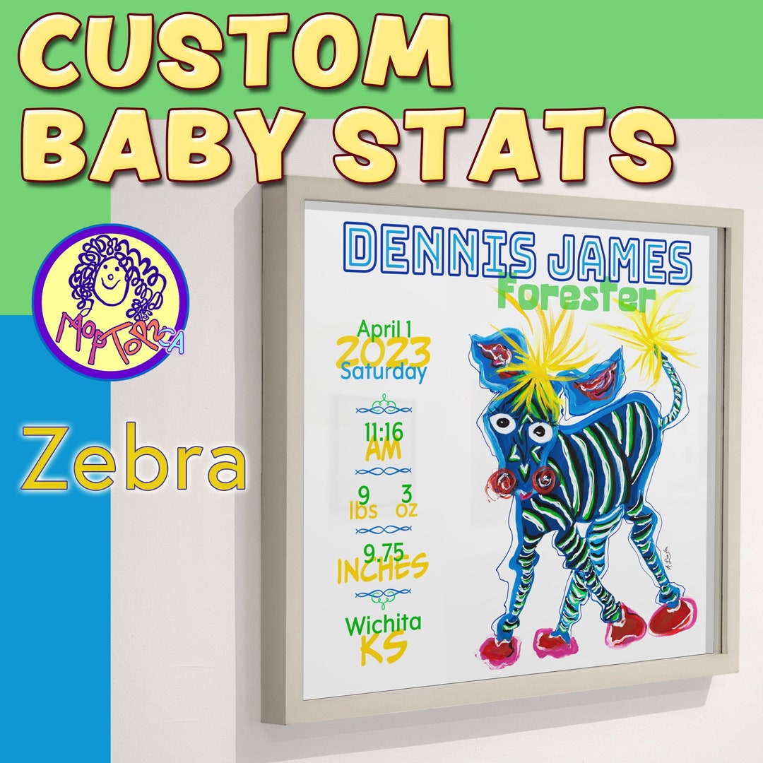 【8】BIRTH バース ポスター Custom Baby Birth Stats Zebra Poster Nursery Decor, Baby