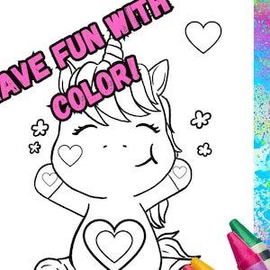 Unicorn with Hearts Coloring Page