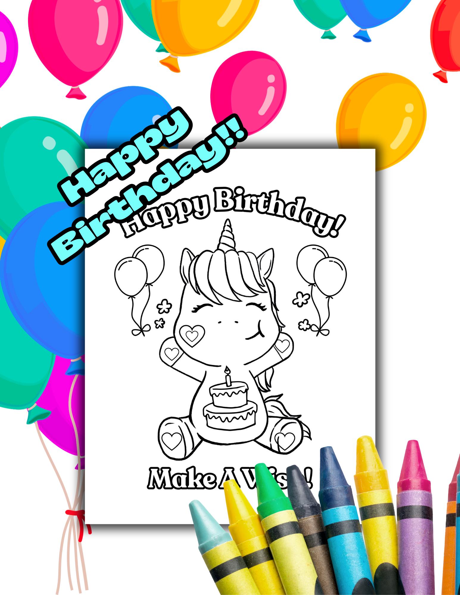 Happy Birthday Unicorn Coloring Sheet!! - Etsy