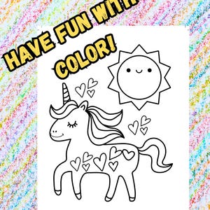 Unicorn and Sunshine Coloring Page