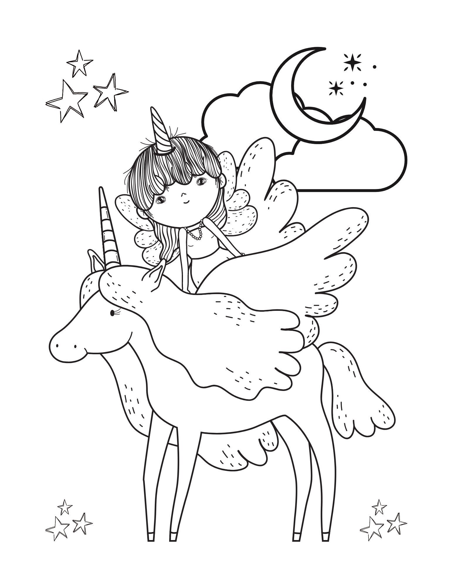 Unicorns And Fairies Coloring Pages