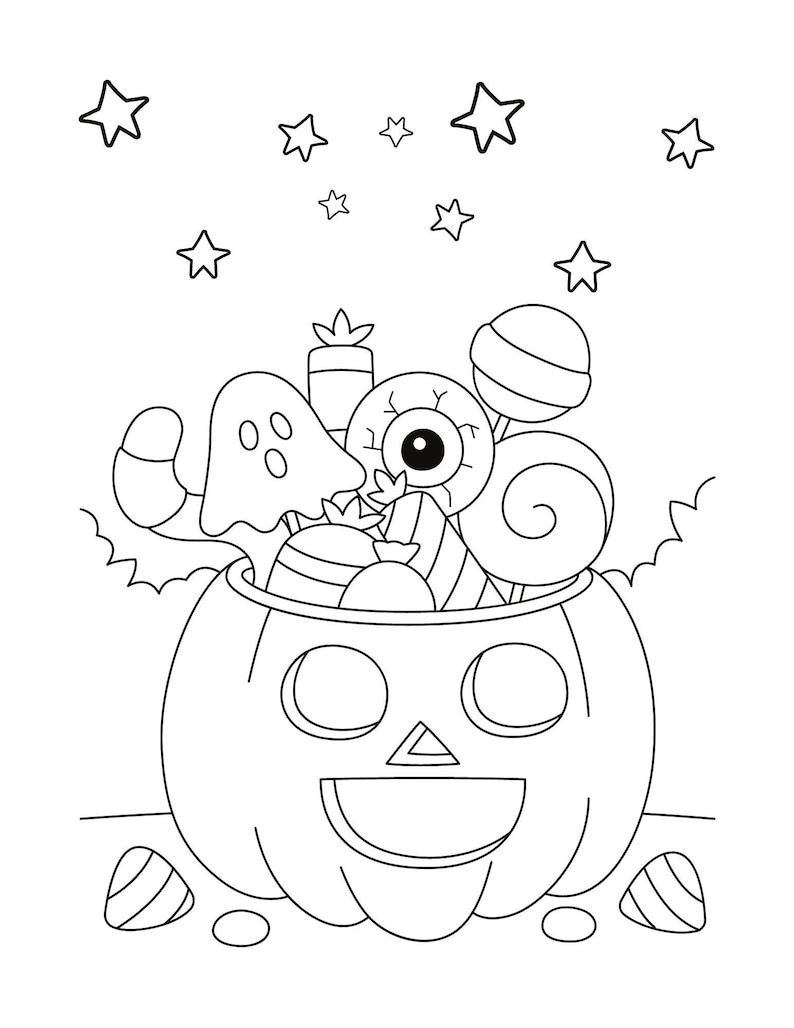Halloween Coloring Page Etsy