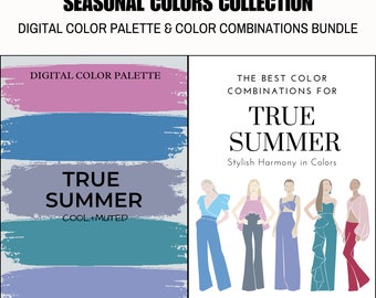 True Summer Season Digital Color Palette and Color Combinations Bundle