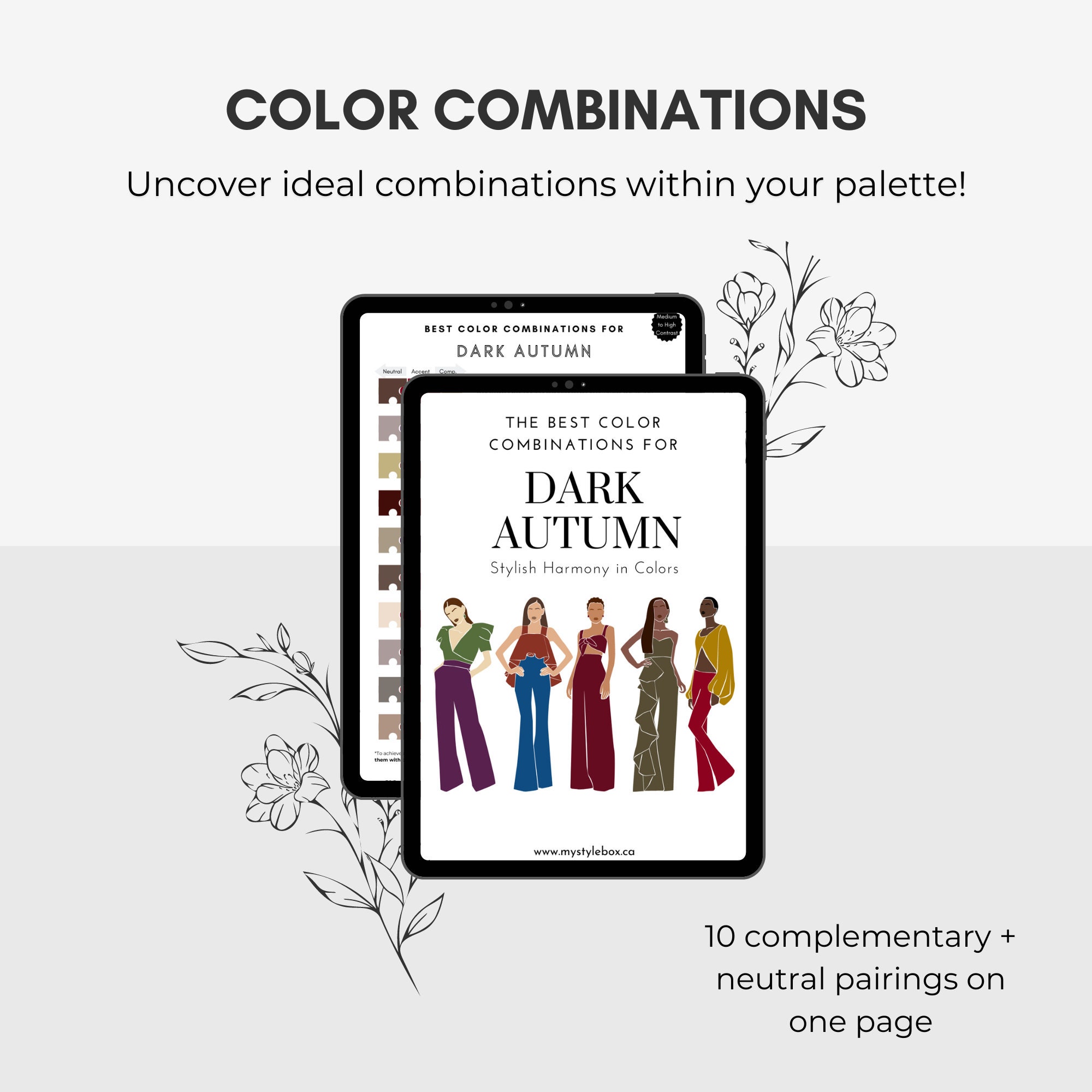 Dark Autumn Season Digital Color Palette and Color Combinations Bundle ...