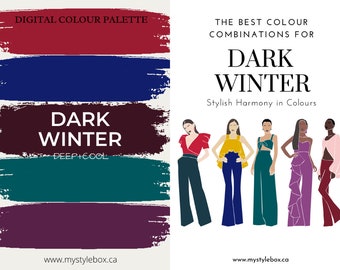 Dark Winter Season Digital Color Palette and Color Combinations Bundle