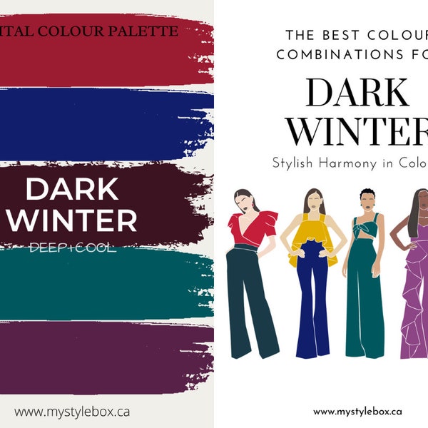 Dark Winter Season Digital Color Palette and Color Combinations Bundle