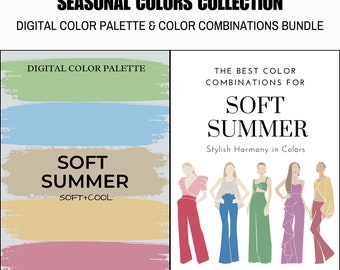 Soft Summer Season Digital Color Palette and Color Combinations Bundle