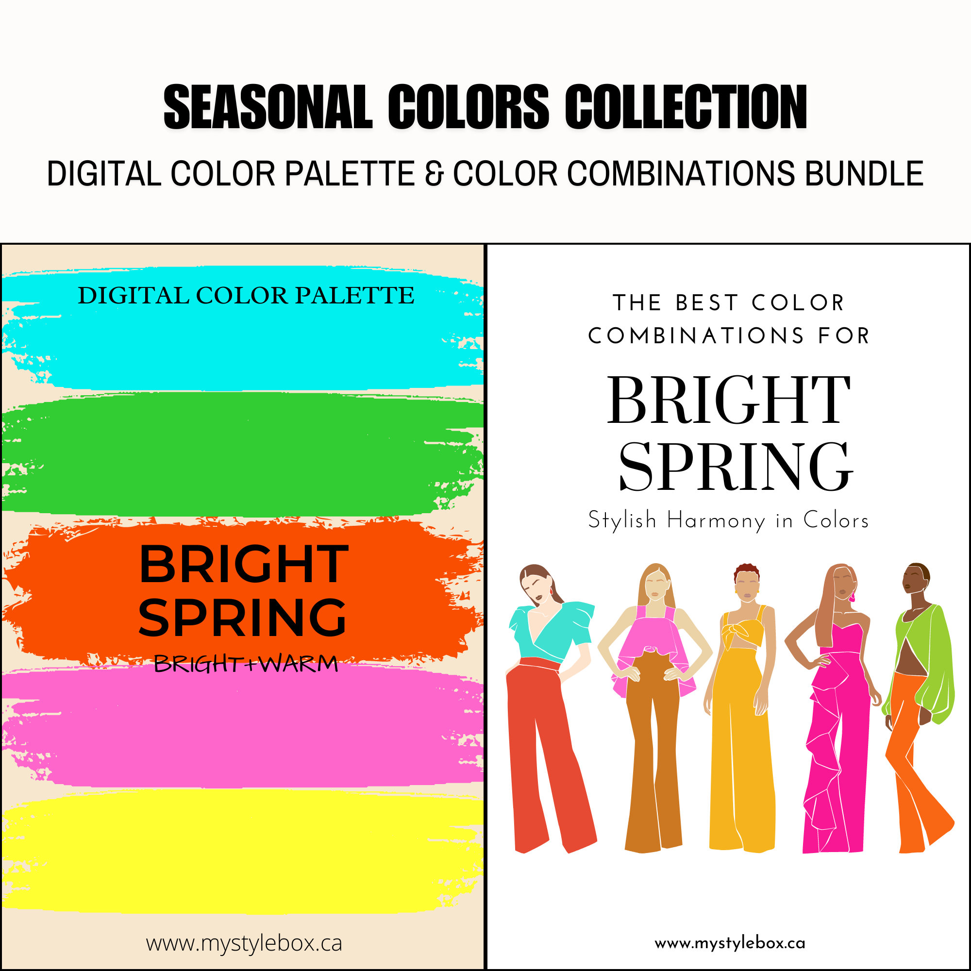 Bright Spring Season Digital Color Palette and Color Combinations ...
