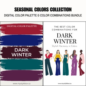 Dark Winter Season Digital Color Palette and Color Combinations Bundle