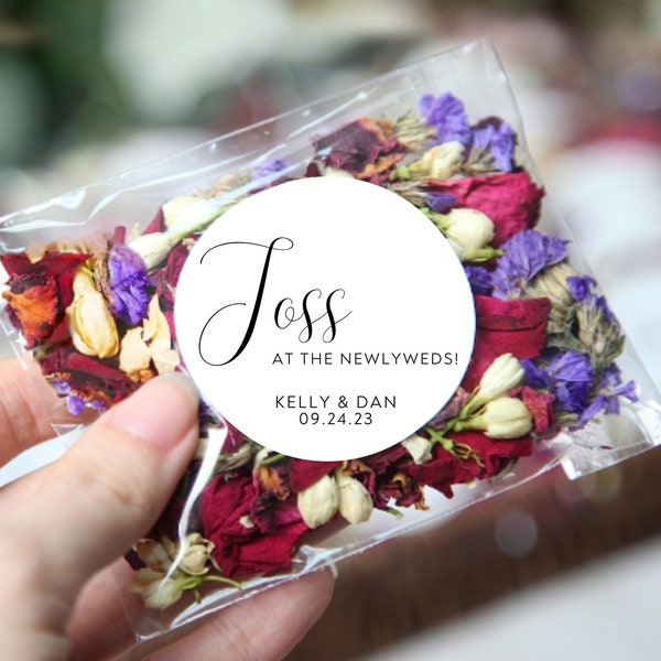 Flower Petal Confetti Bags with Labels | Customizable Toss Bags | Toss at the Newlyweds | Bags and Labels ONLY