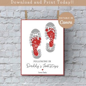 Footprint Father&#39;s Day Craft: DIY Keepsake, Editable Template (Digital Download)